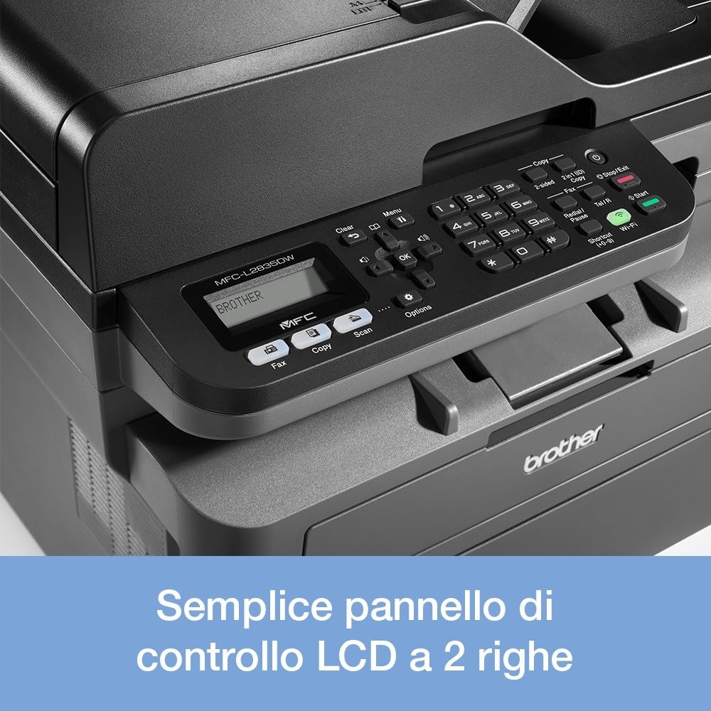 Brother MFC-L2835DW - Multifonction 4 en 1 (Impression/Scan/Copie/Fax) Laser Noir et Blanc - WiFi et Ethernet - Eligible au forfaitd'encre EcoPro