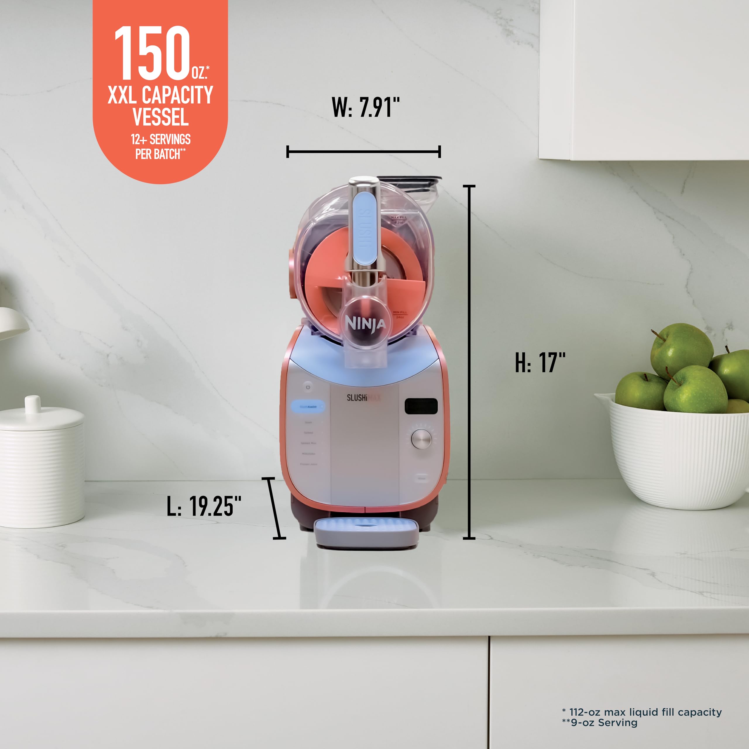 Ninja SLUSHi Max | XXL Smart Frozen Drink Maker | Exclusive Smart Technology | Party-Sized 150oz Capacity | No Ice Needed | 6 Programs | Perfect Temp & Texture up to 12 hours | Peach | FS605