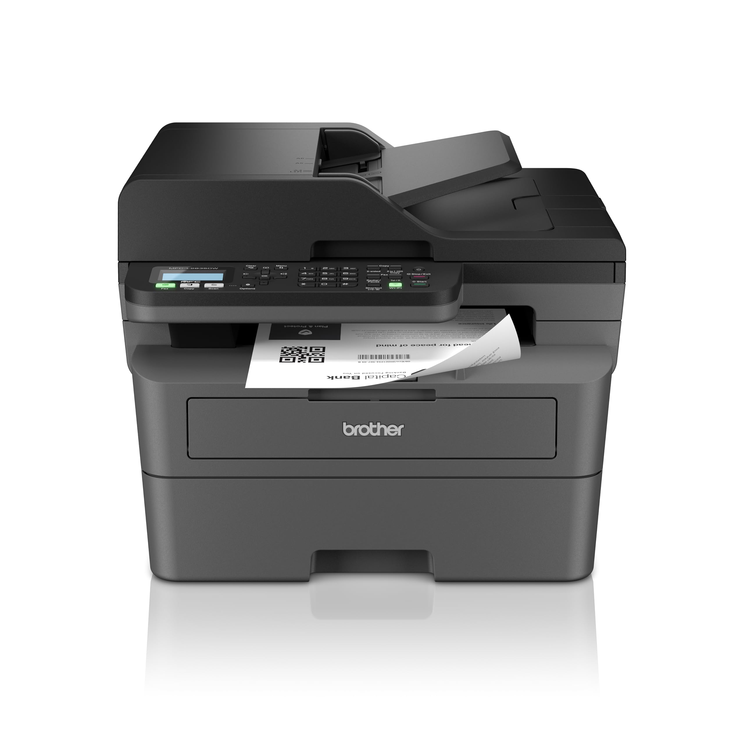 Brother MFC-L2835DW - Multifonction 4 en 1 (Impression/Scan/Copie/Fax) Laser Noir et Blanc - WiFi et Ethernet - Eligible au forfaitd'encre EcoPro