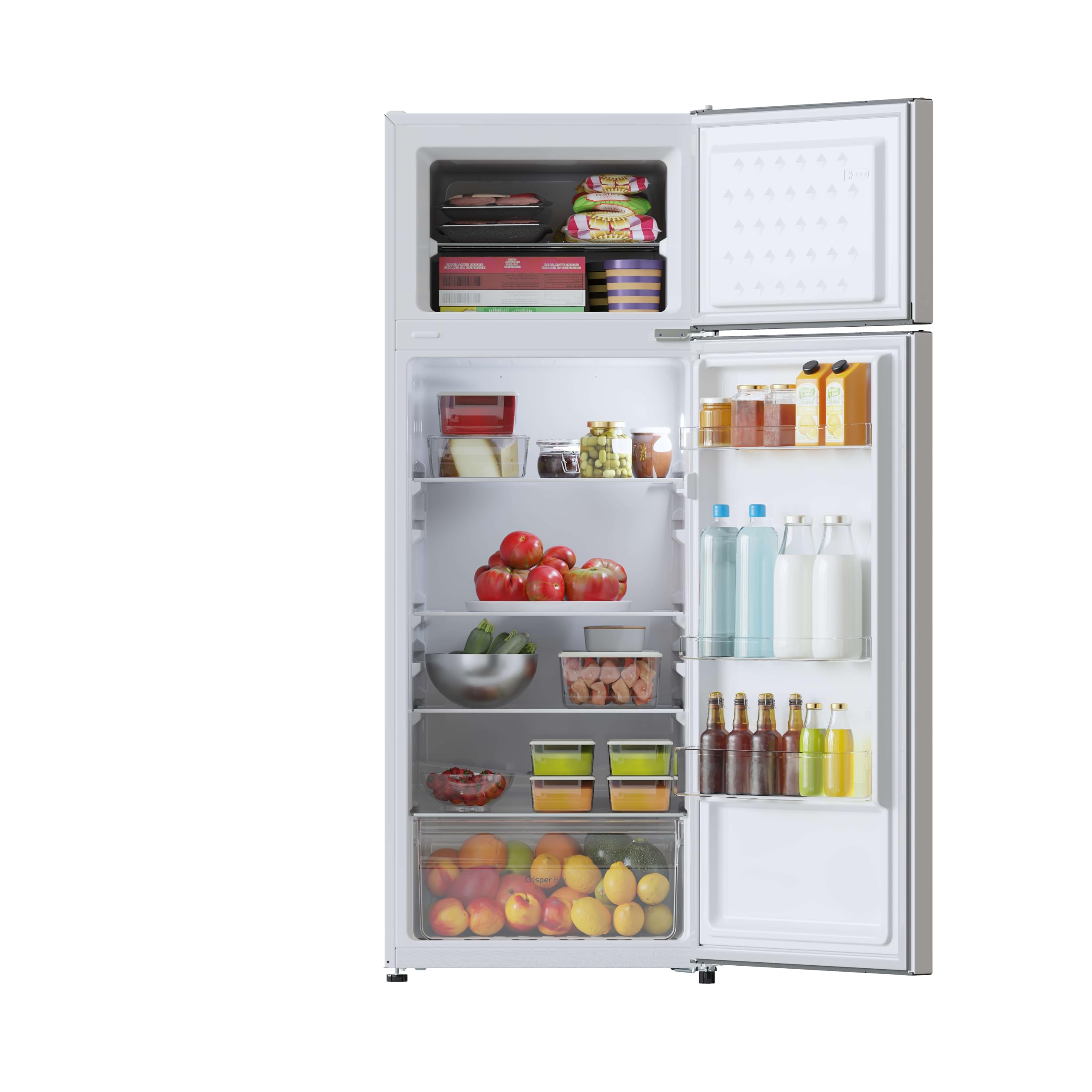 Cecotec Réfrigérateur de deux portes Bolero CoolMarket 2D 211 White E. Réfrigérateur blanc, 143 cm de haut, 211 L, Dégivrage, classe E, mode Congélation Rapide.