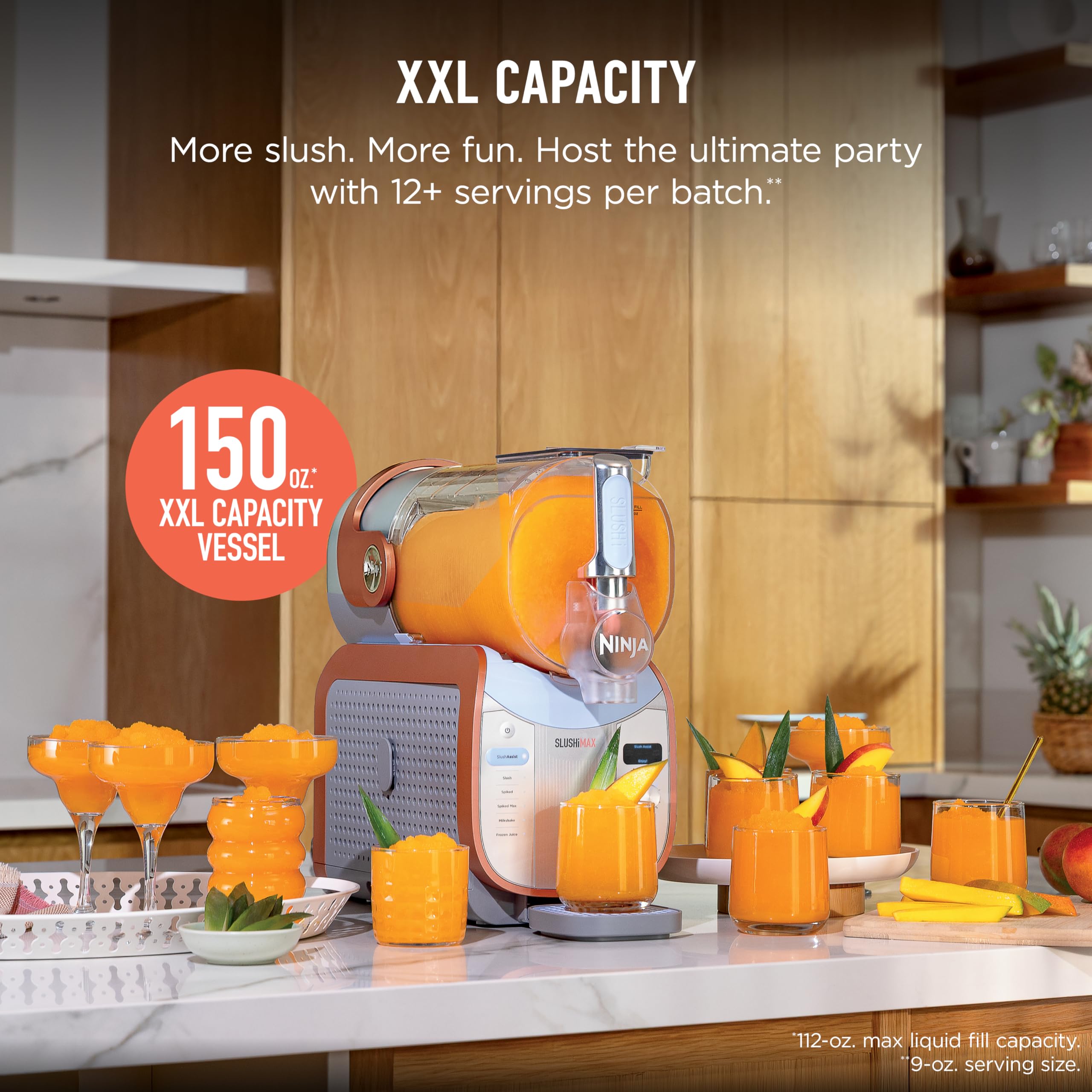 Ninja SLUSHi Max | XXL Smart Frozen Drink Maker | Exclusive Smart Technology | Party-Sized 150oz Capacity | No Ice Needed | 6 Programs | Perfect Temp & Texture up to 12 hours | Peach | FS605