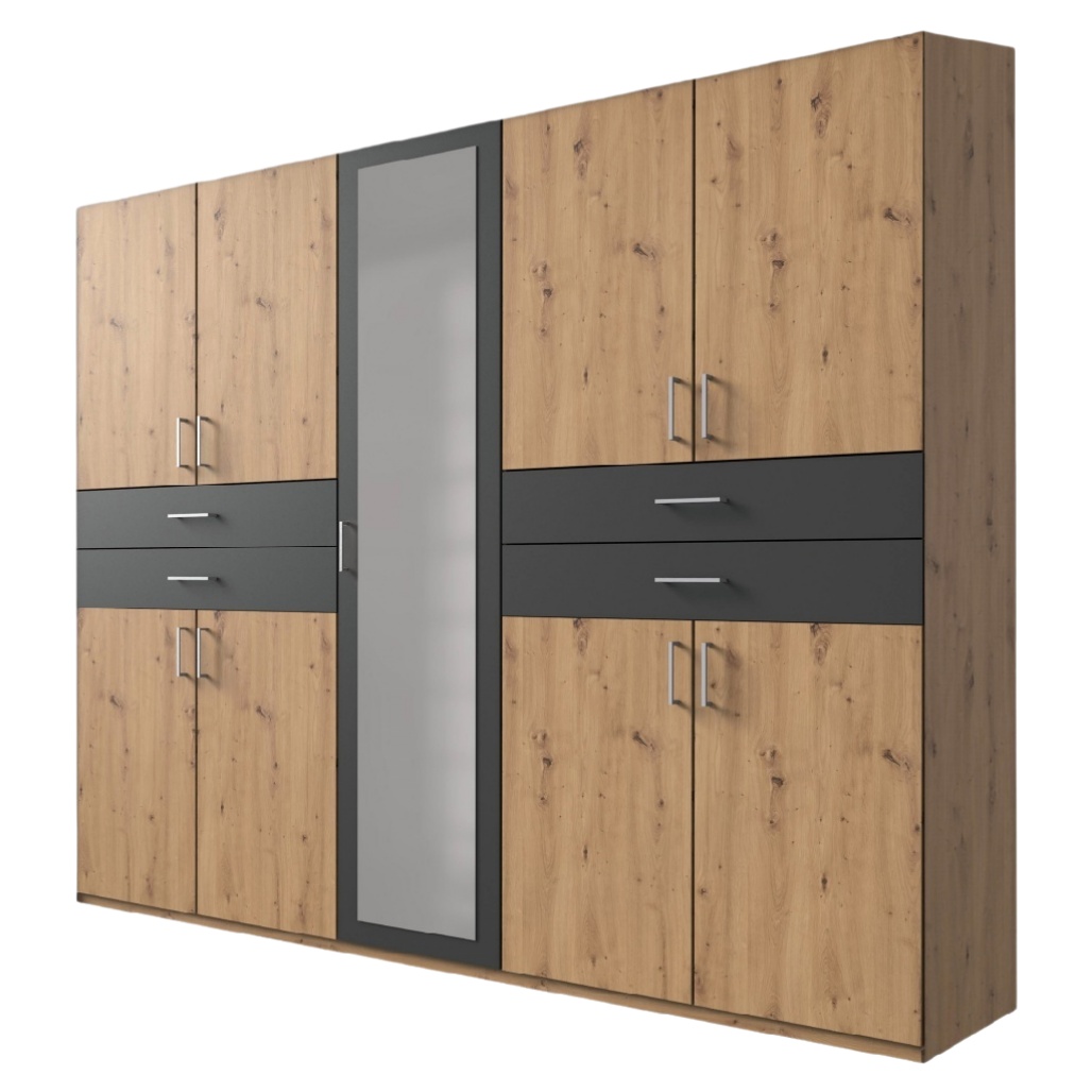 Armoire de rangement avec portes en verre pour salon en aggloméré - 200 x 50 x 120-velnovahome