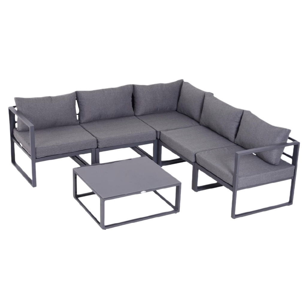 Canapé d'angle pour extérieur en aluminium et tissu - 210 x 80 x 70-velnovahome