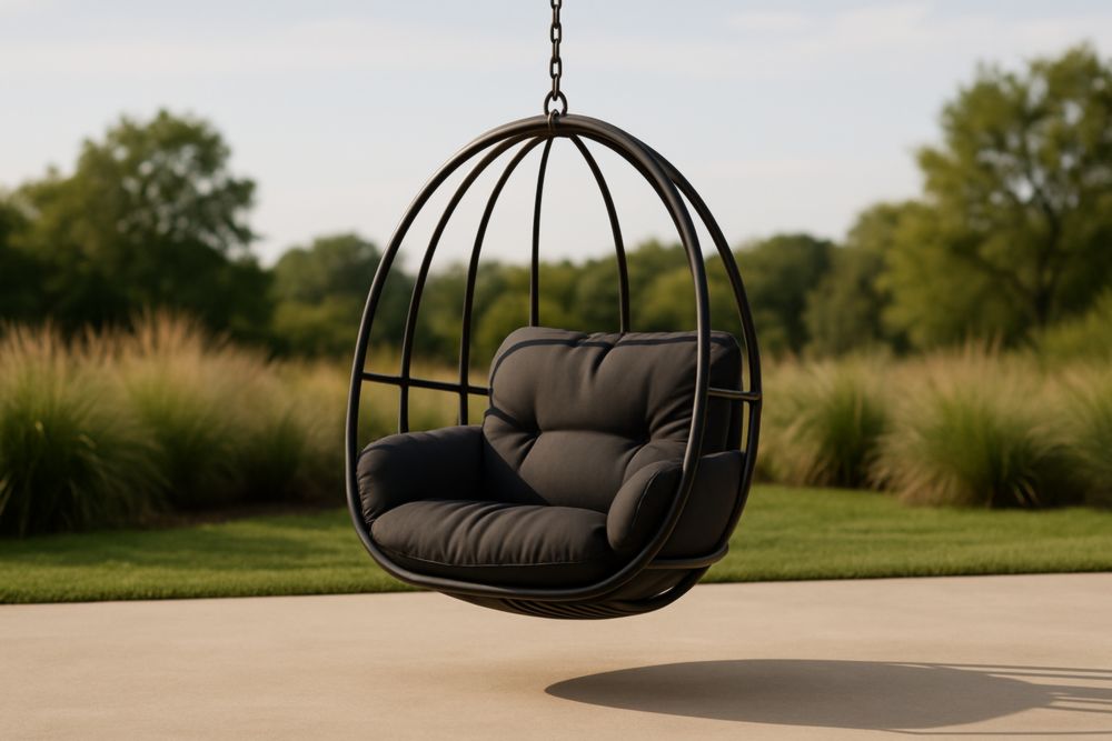 Chaise Suspendue Métal Coussin Polyester Noir-Roomnookco