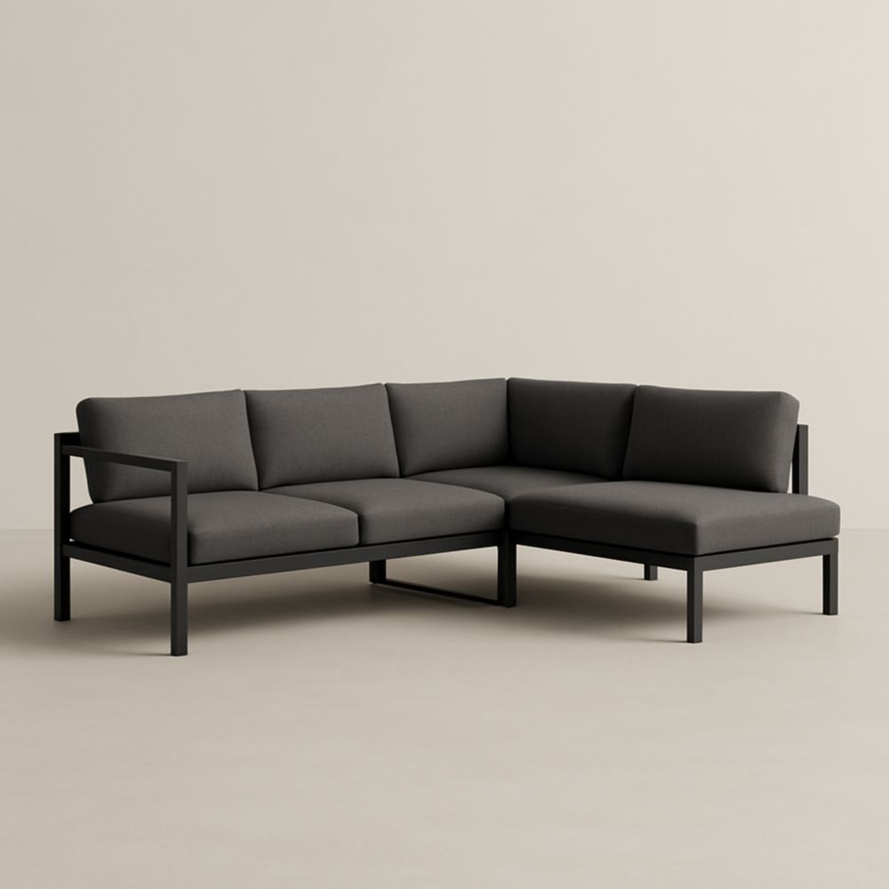 Canapé d'angle extérieur aluminium et polyester Gris 210x210 cm-Roomnookco