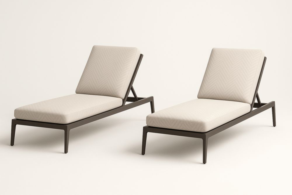 Paire de Chaises Longues en Aluminium et Polyester Beige