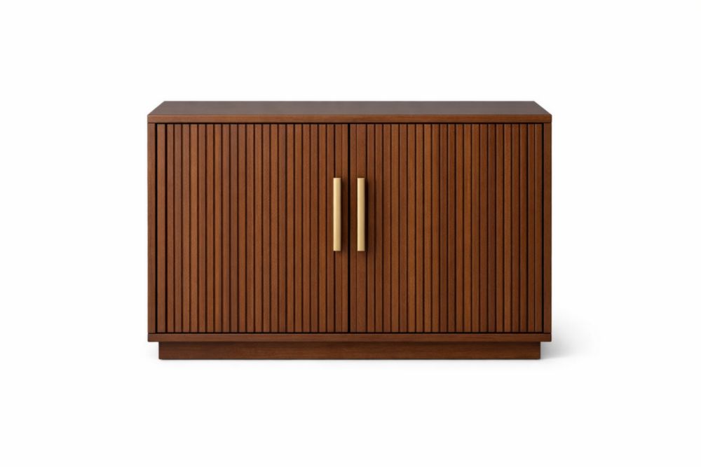 Buffet en bois massif avec poignées en laiton