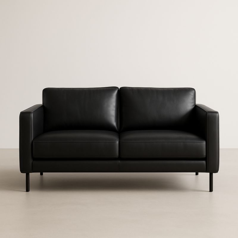 Canapé en cuir deux places Noir 160x85x75 cm