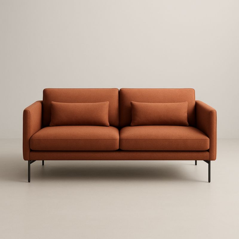 Canapé 2 places tissu polyester marron