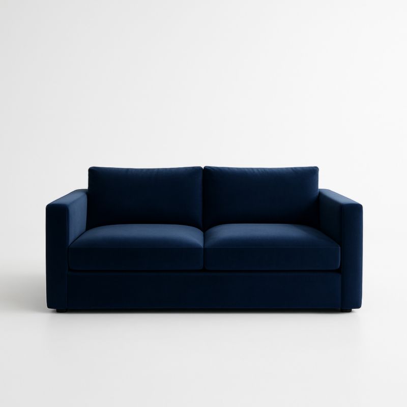 Canapé 2 places en velours bleu