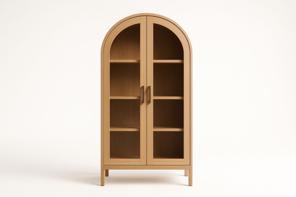 Meuble de rangement en chêne avec portes en verre trempé  200x90x40 cm