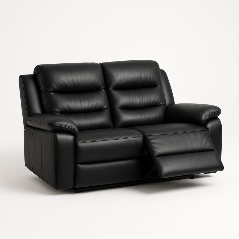 Canapé 2 Places Réglable en Cuir Synthétique Noir