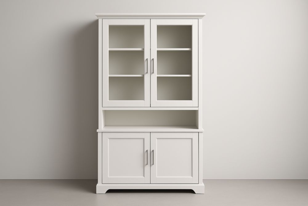 Armoire MDF blanc avec portes vitrées 180x90x40 cm