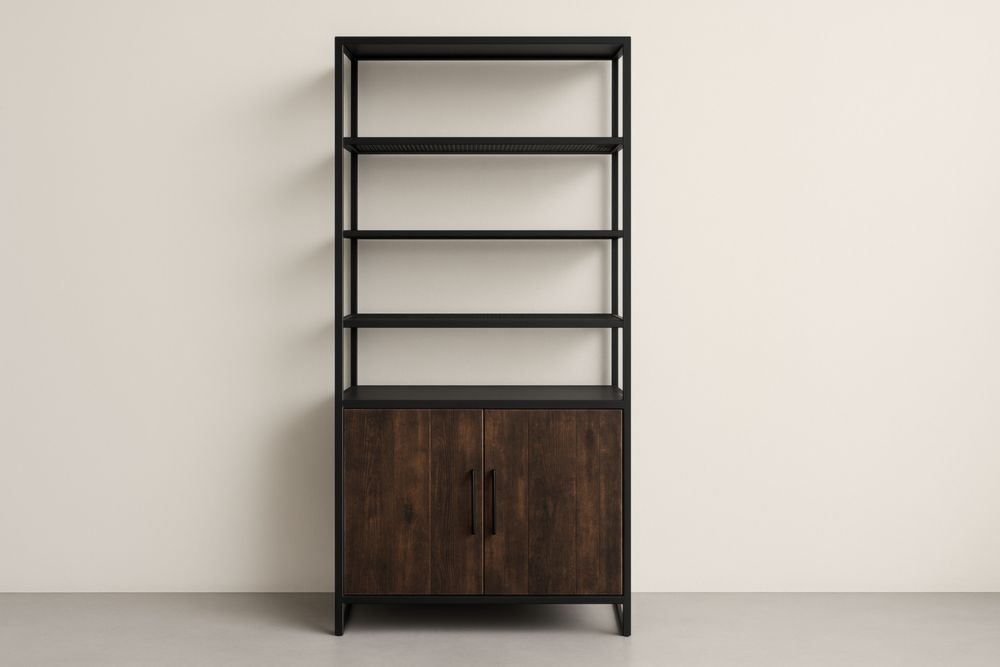 Meuble de rangement en aluminium avec 4 niveaux et 2 portes 200 × 90 × 40 cm