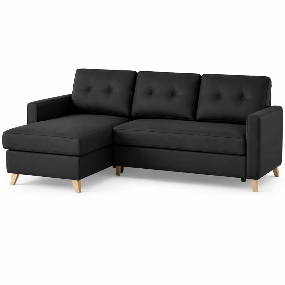 Canapé d'angle modulable en tissu noir