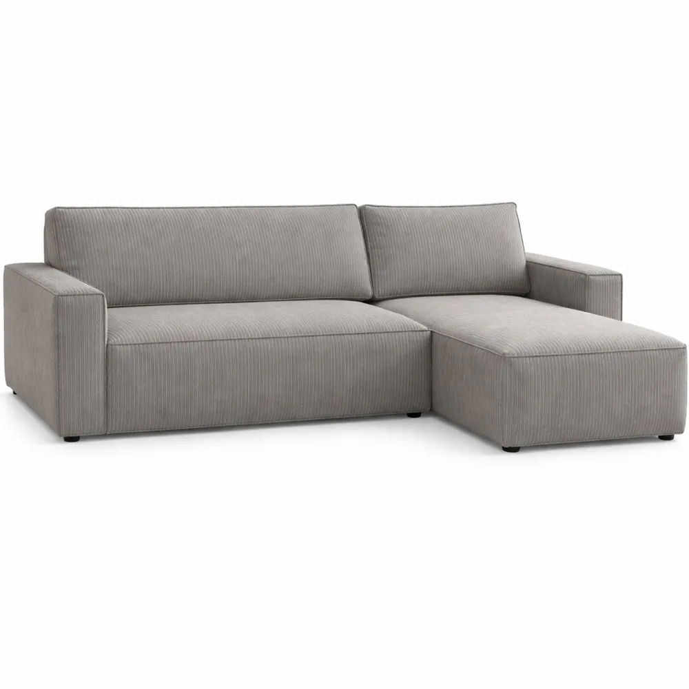 Sofa d'angle convertible réversible en velours côtelé taupe