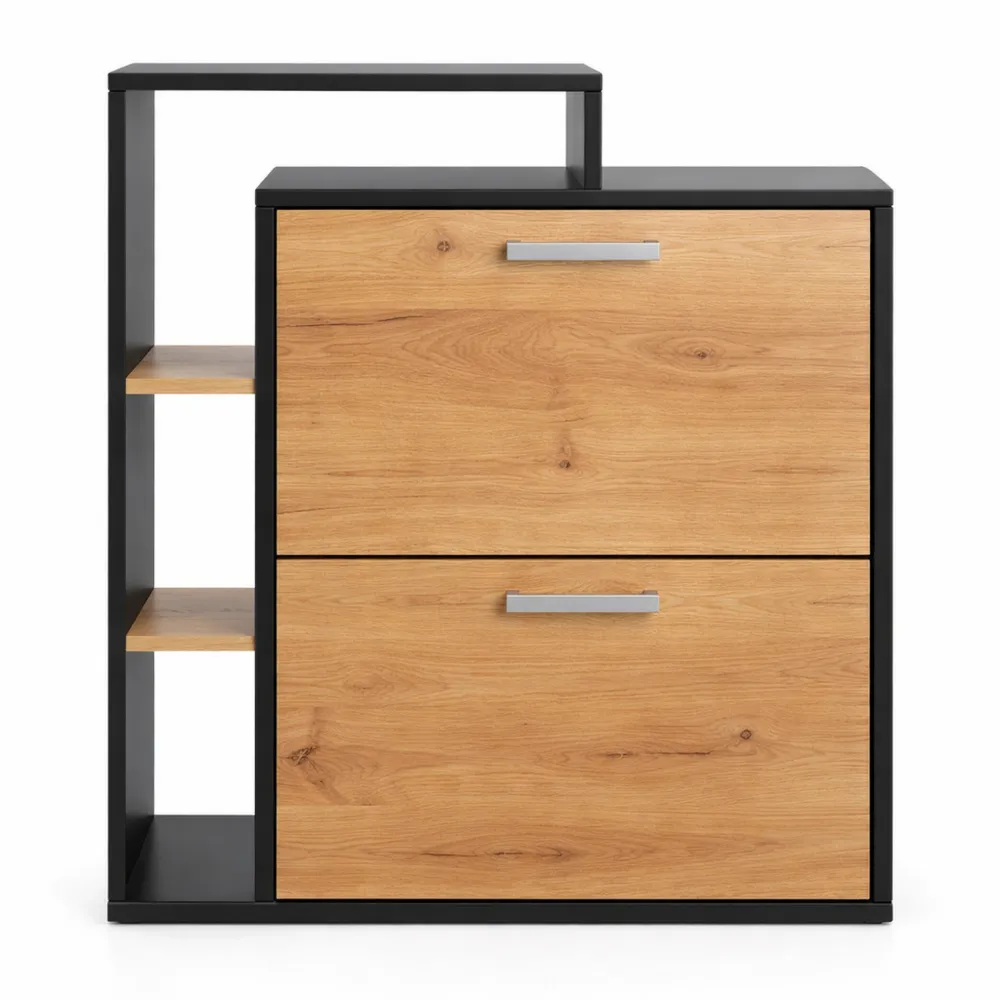 Meuble à chaussures en bois avec compartiments anthracite