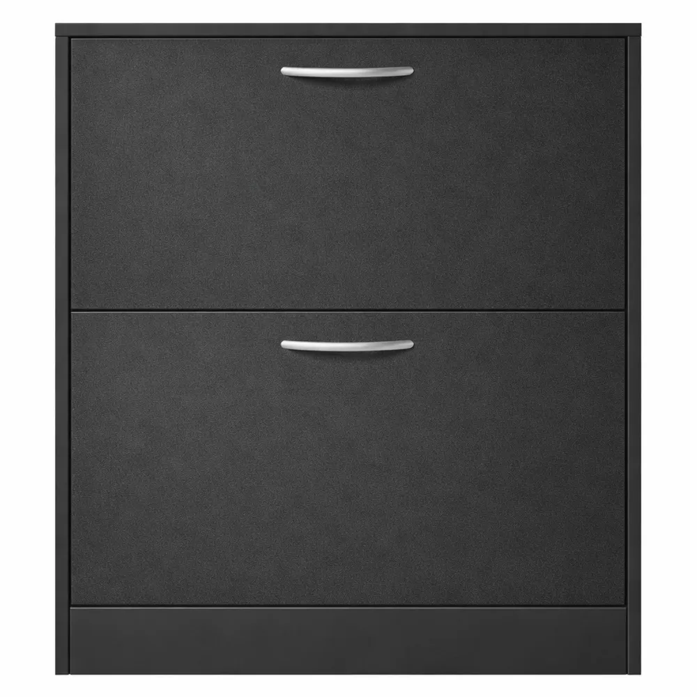 Meuble de Rangement pour Chaussures, 2 Portes, Noir, 60 x 24 x 80 cm