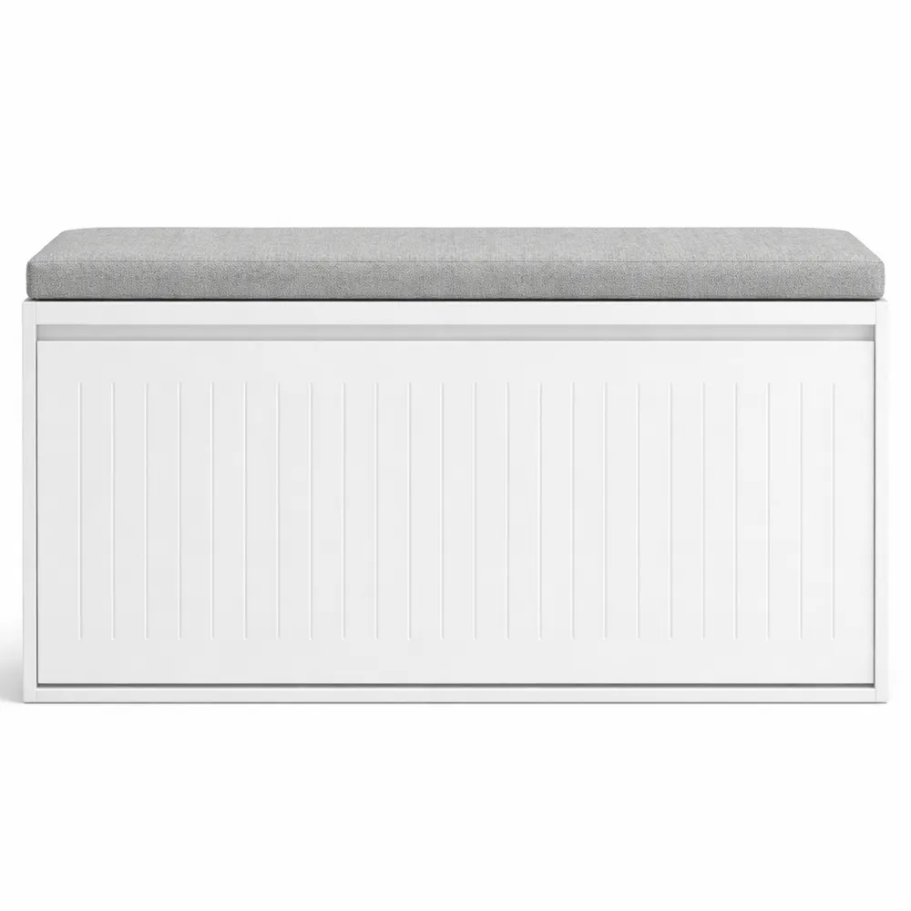 Banc de Rangement pour Chaussures avec Assise Confortable - Design Compact - Blanc - 80x26x45cm