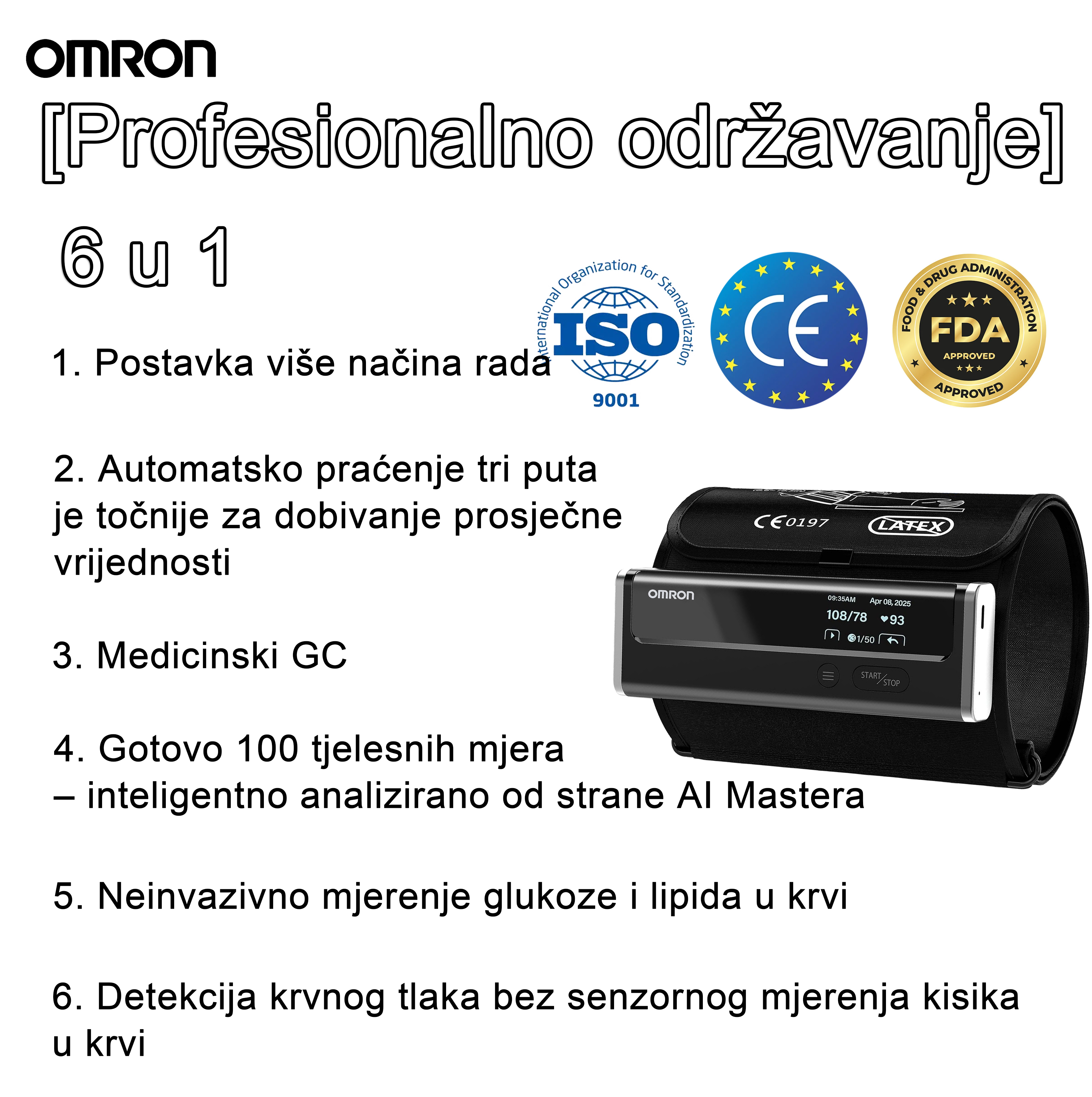 【12 u 1】Omronov najnoviji neinvazivni i visokointeligentni mjerač krvnog tlaka