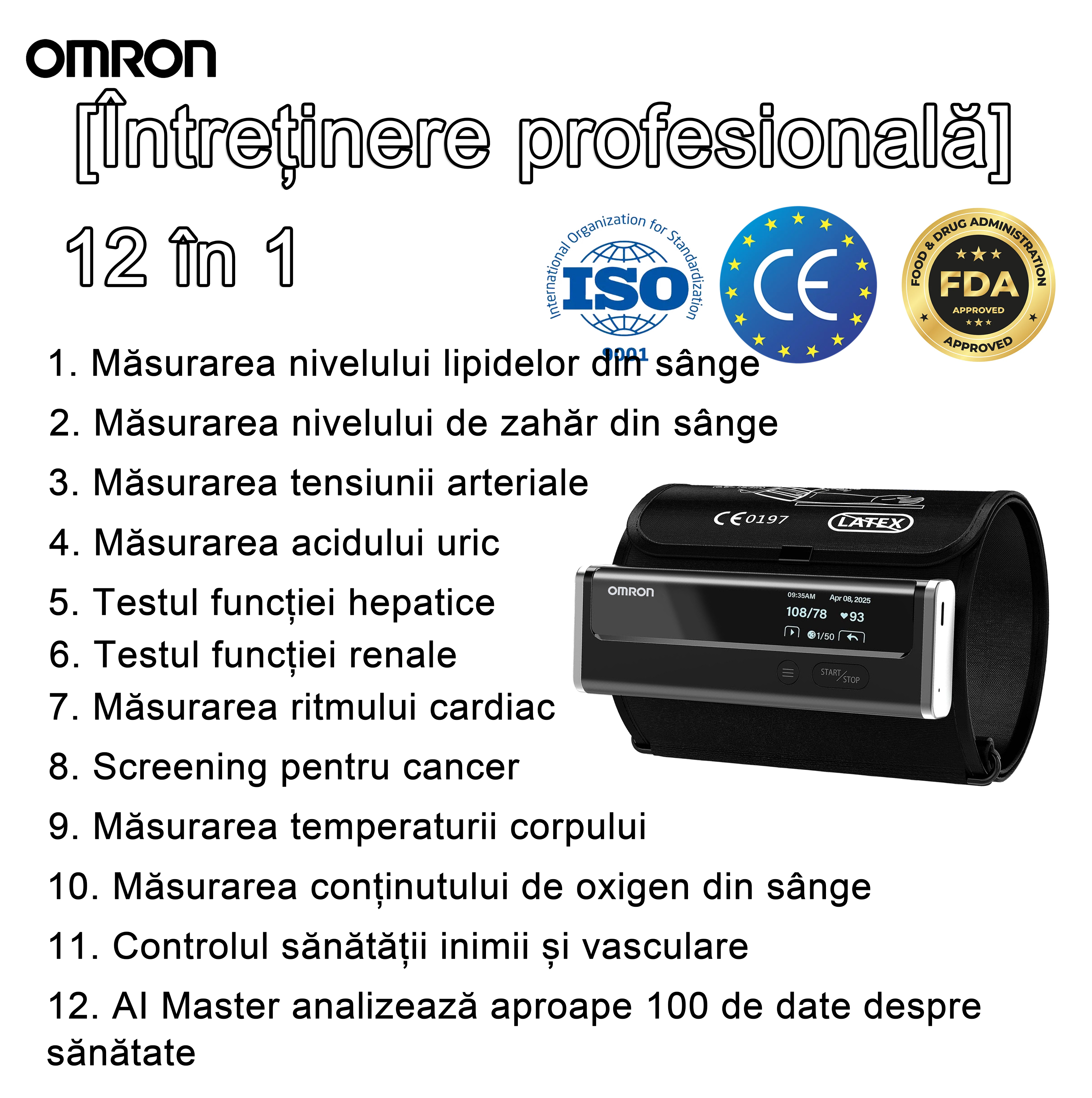 【12 în 1】Cel mai recent tensiometru neinvaziv și extrem de inteligent de la Omron