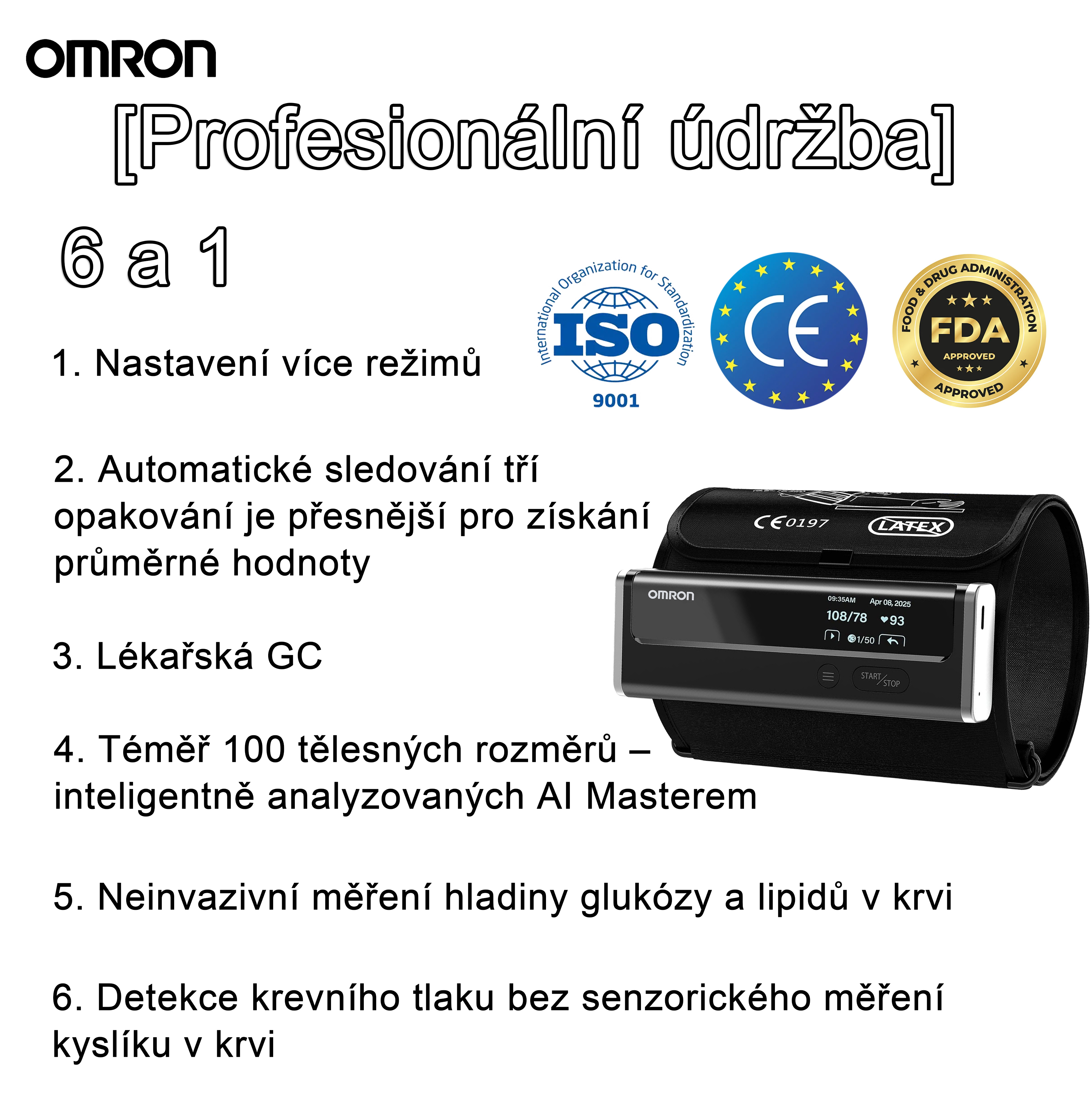 【12 v 1】Nejnovější neinvazivní, vysoce inteligentní měřič krevního tlaku od společnosti Omron