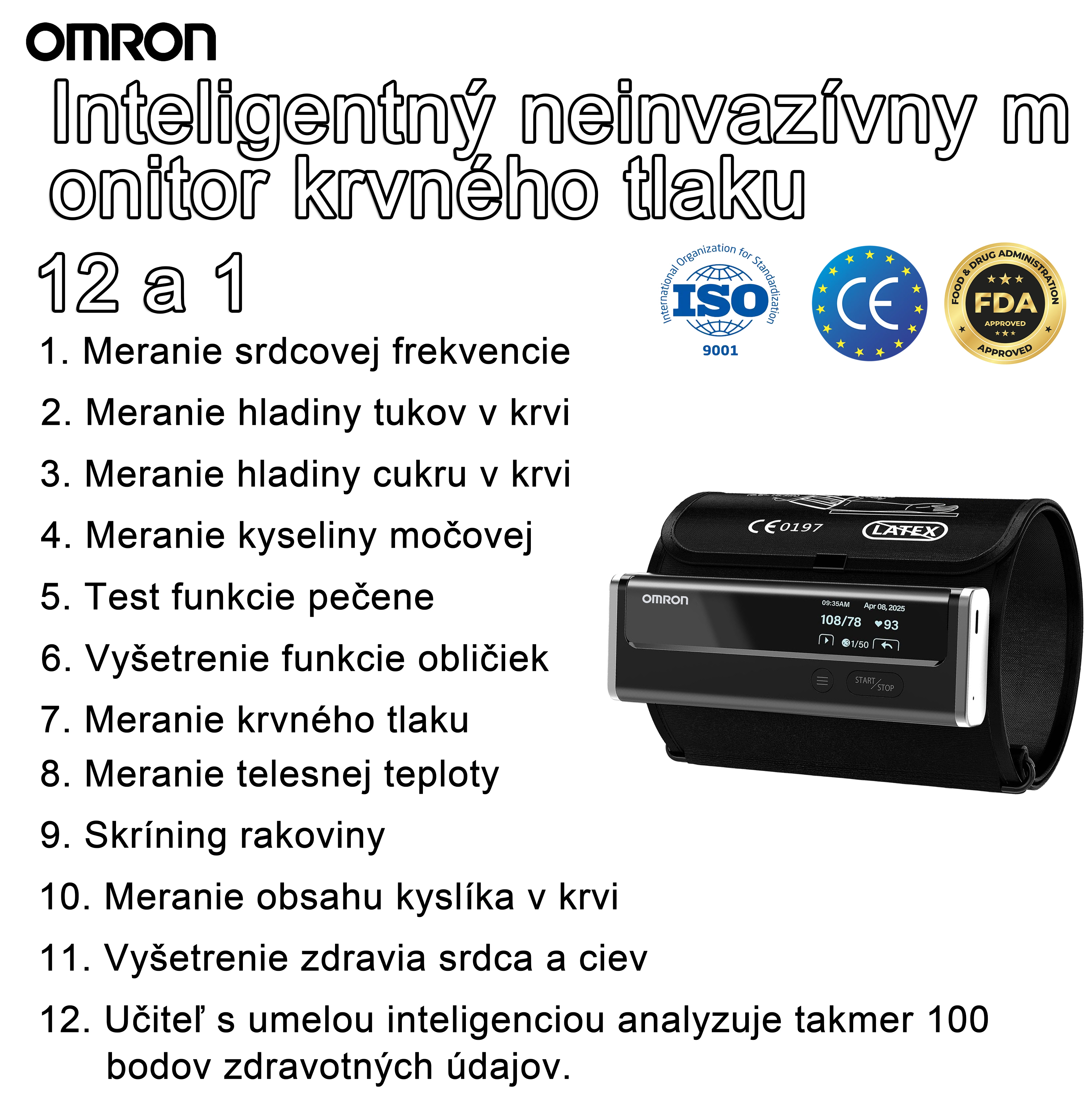 【12 v 1】Najnovší vysoko inteligentný neinvazívny tlakomer od spoločnosti Omron