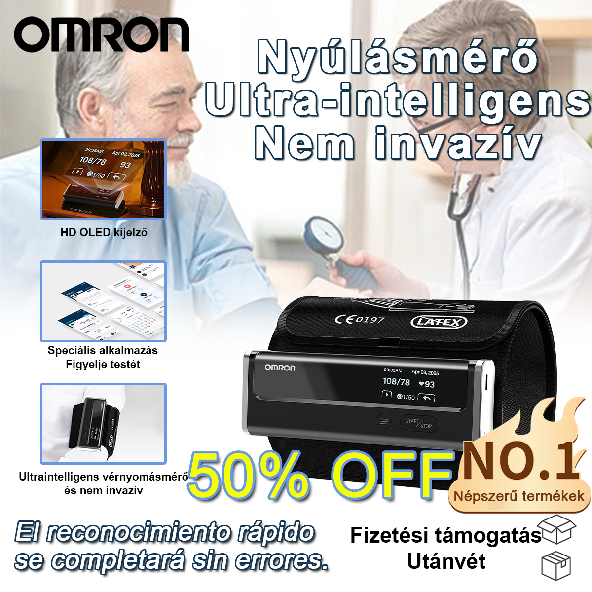 【12 az 1-ben】A legújabb, nem invazív és rendkívül intelligens vérnyomásmérő