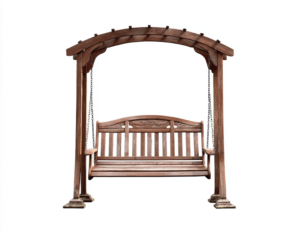 Dondolo da giardino-legno-184x120x202 cm-legno scuro-stile rustico autoportante-Havengolab