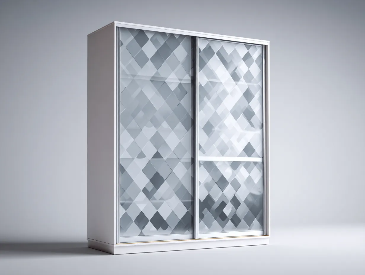 Armadio-legno-vetro-180x62x200 cm-bianco-grigio-stile moderno-Havengolab