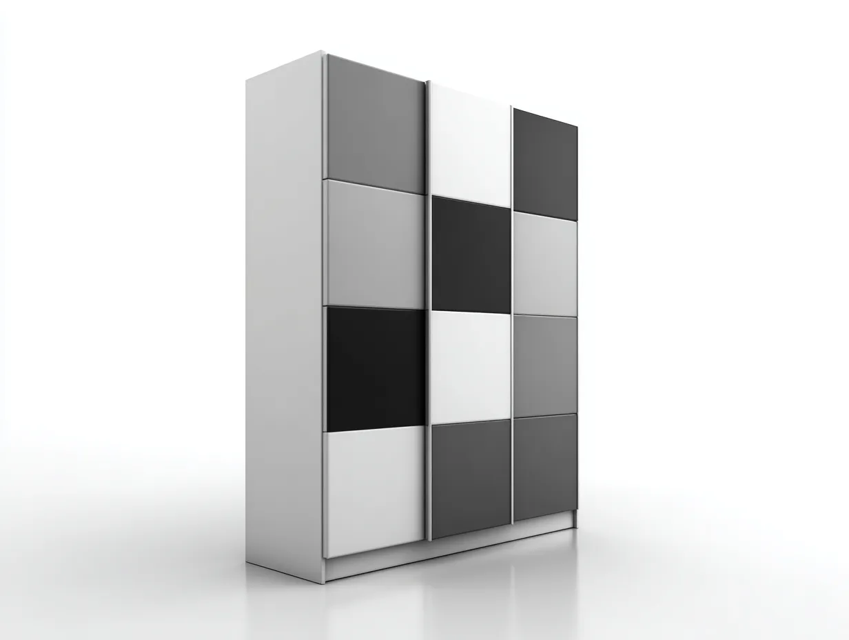 Armadio-legno-185x65x210 cm-bianco-grigio-nero-stile moderno-Havengolab