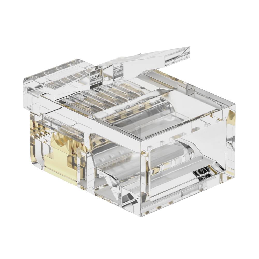 6P6C RJ11 Right Bent Modular Plug 1U Gold Plated UTP Telephone Connector for Phone Cable