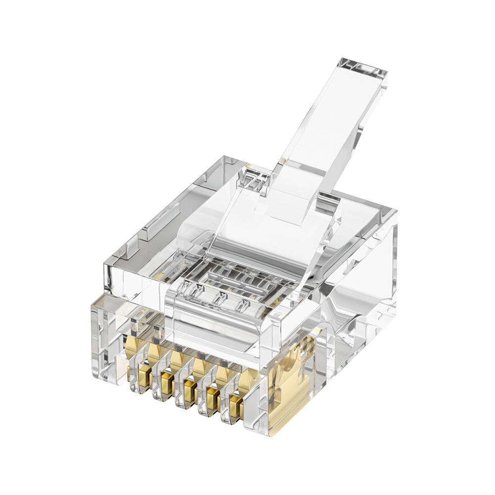 6P6C RJ11 Right Bent Modular Plug 1U Gold Plated UTP Telephone Connector for Phone Cable