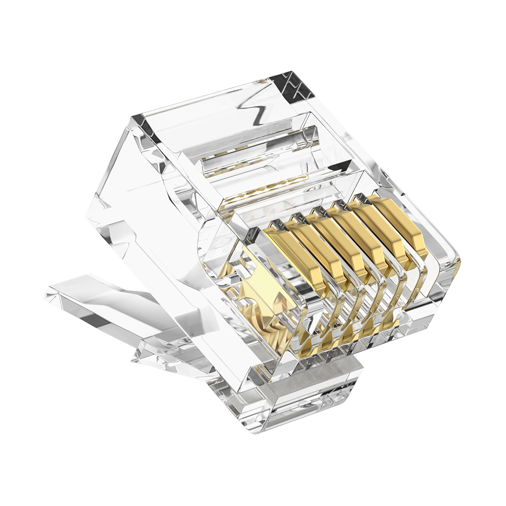 6P6C RJ11 Right Bent Modular Plug 1U Gold Plated UTP Telephone Connector for Phone Cable