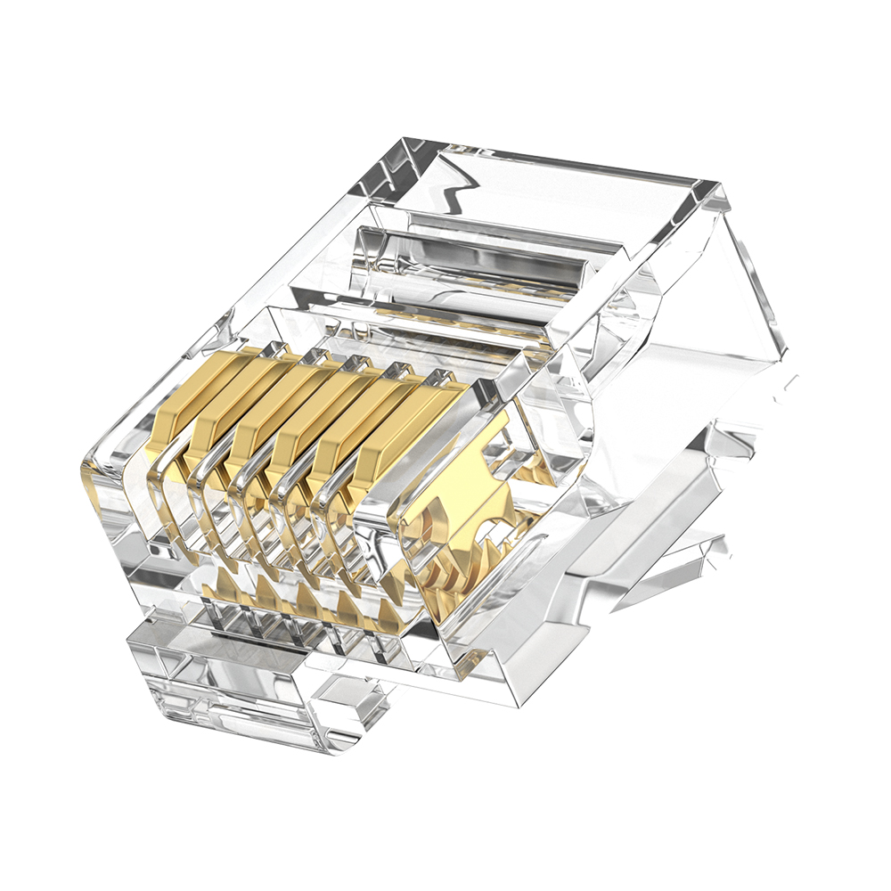 6P6C RJ11 Right Bent Modular Plug 1U Gold Plated UTP Telephone Connector for Phone Cable
