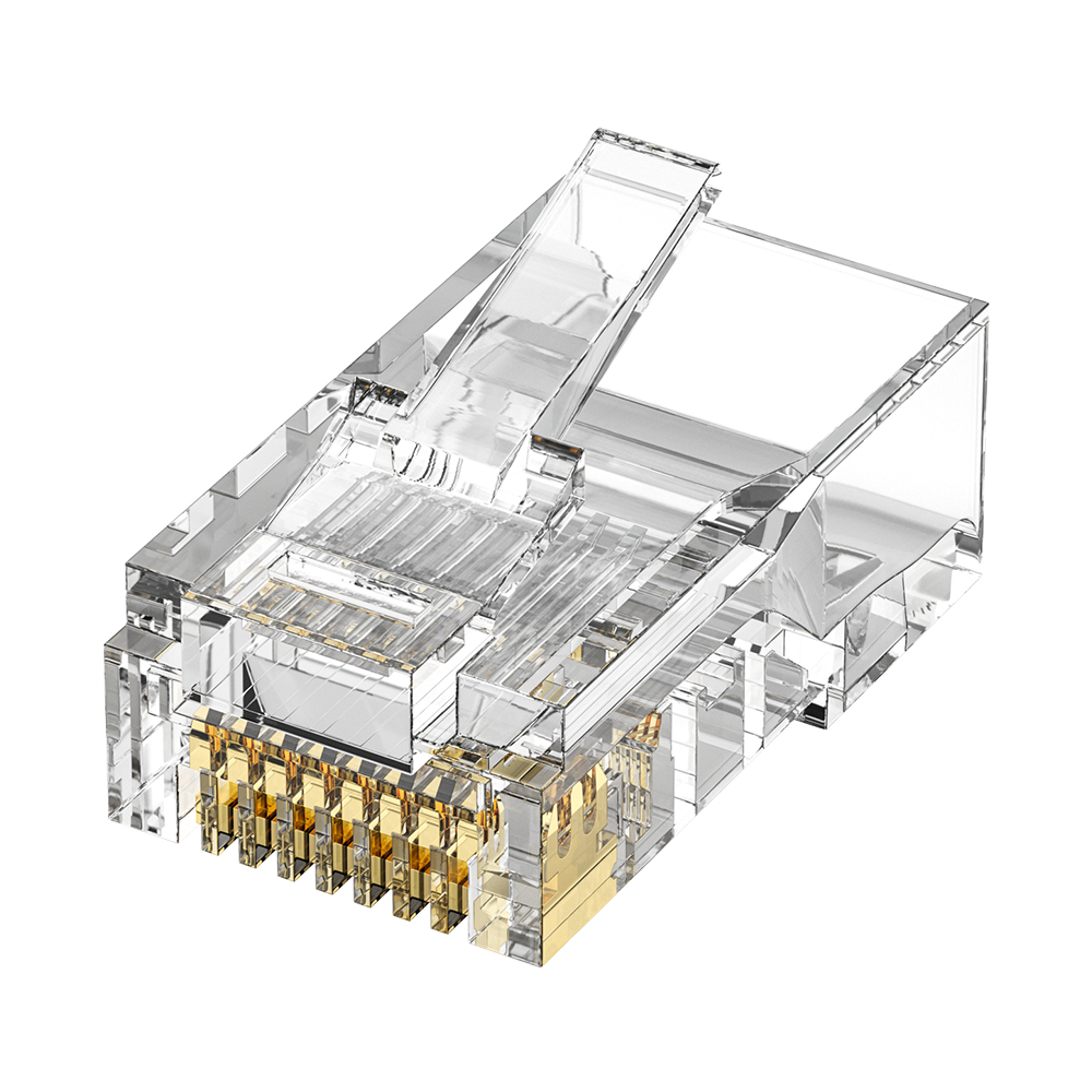 CAT5E RJ45 8P8C UTP Modular Plug 1U Gold Plated Connector for 24AWG Ethernet Cable