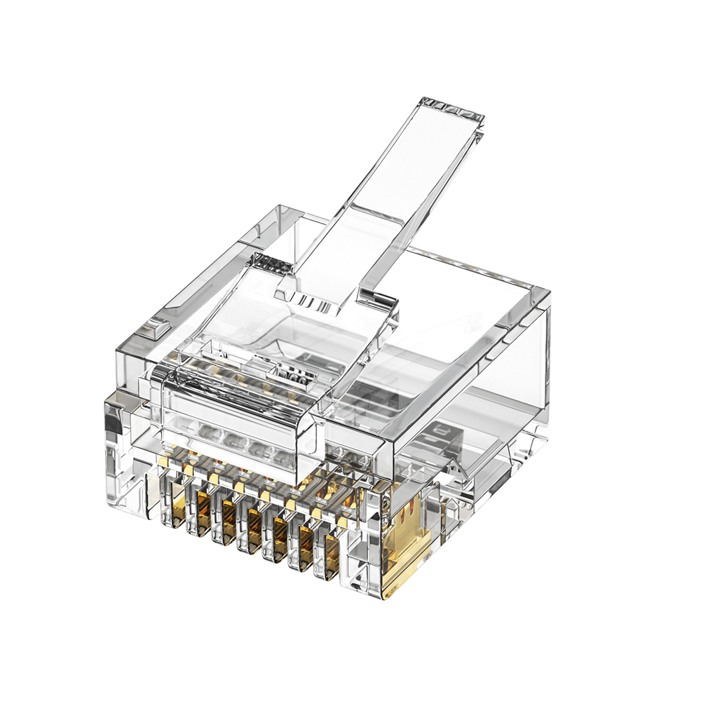 CAT5E RJ45 8P8C Short Body UTP Modular Plug 1U Gold Plated Connector for Flat Ethernet Cable