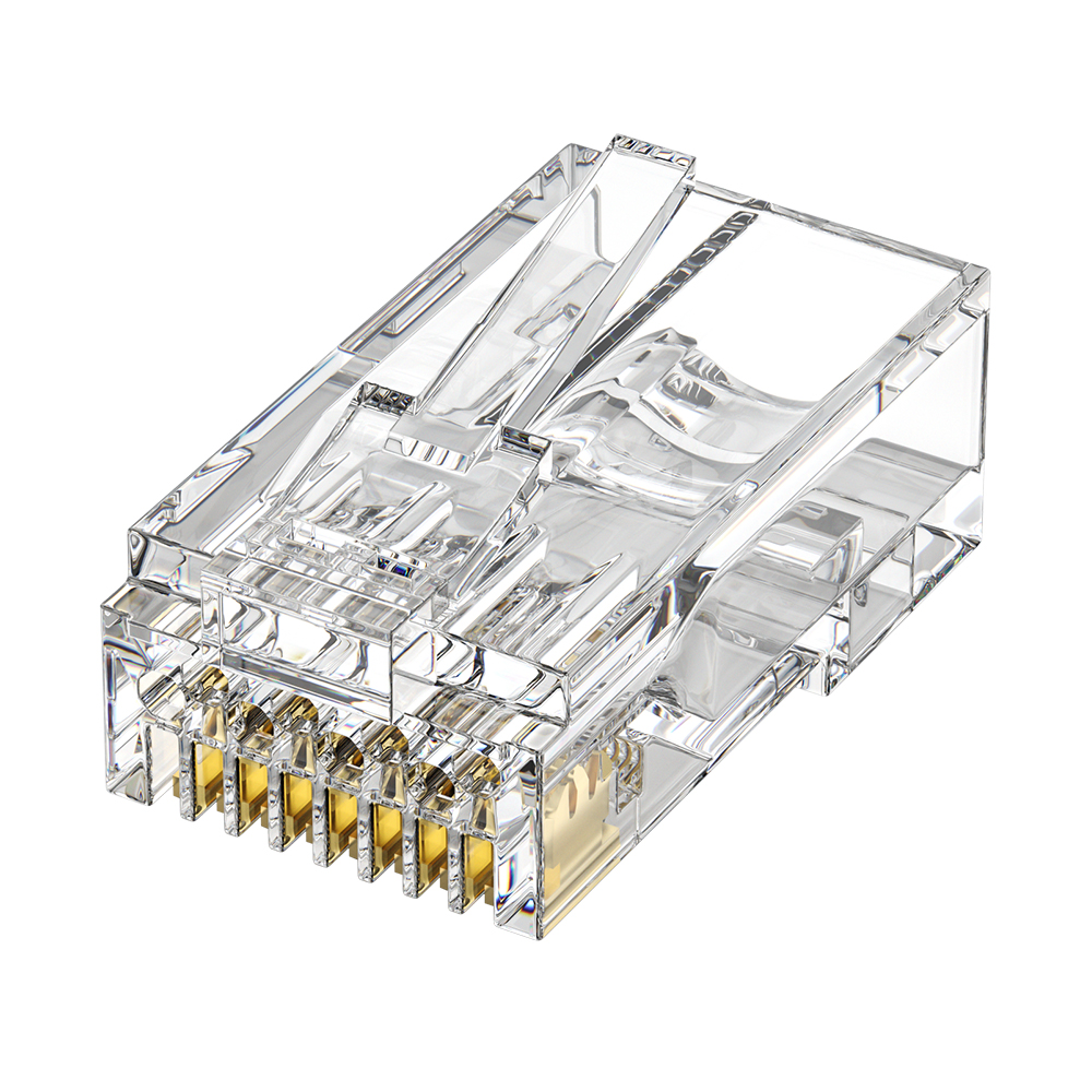 CAT6 RJ45 8P8C Pass Through UTP Modular Plug 1.1mm Hole Gold Plated Ethernet Connector for 22–24AWG Cable