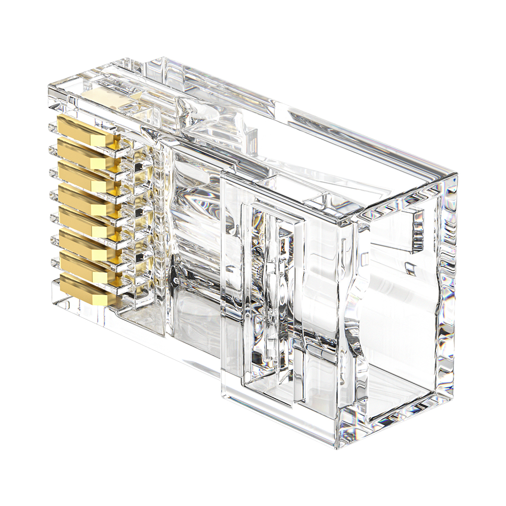 CAT6 RJ45 8P8C Pass Through UTP Modular Plug 1.1mm Hole Gold Plated Ethernet Connector for 22–24AWG Cable
