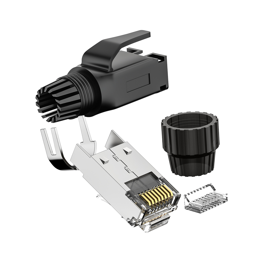 CAT6 FTP RJ45 8P8C Industrial Modular Plug 50U Gold Plated Shielded Connector for 22-24AWG Ethernet Cable