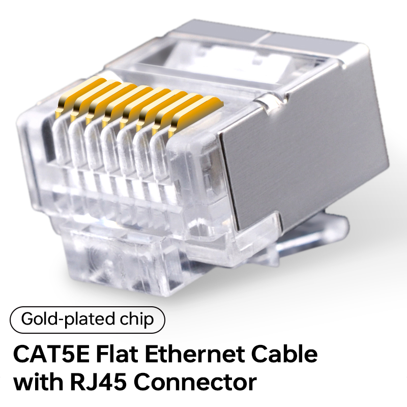Cat5e RJ45 Connector – Shielded Flat Cable 8P8C Plug (Short Body)