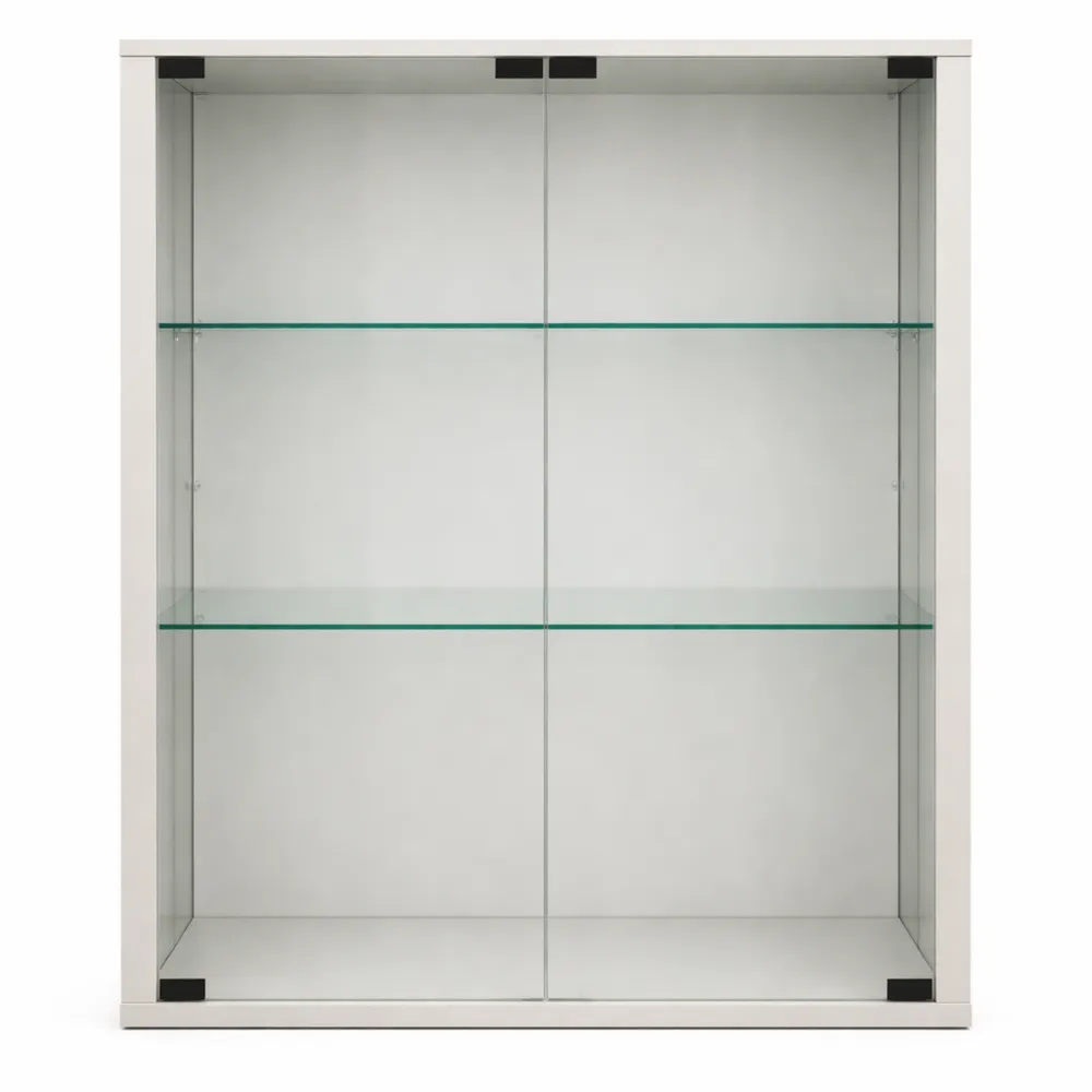 Vitrine Murale en Bois Argenté 80 x 60 x 25 cm