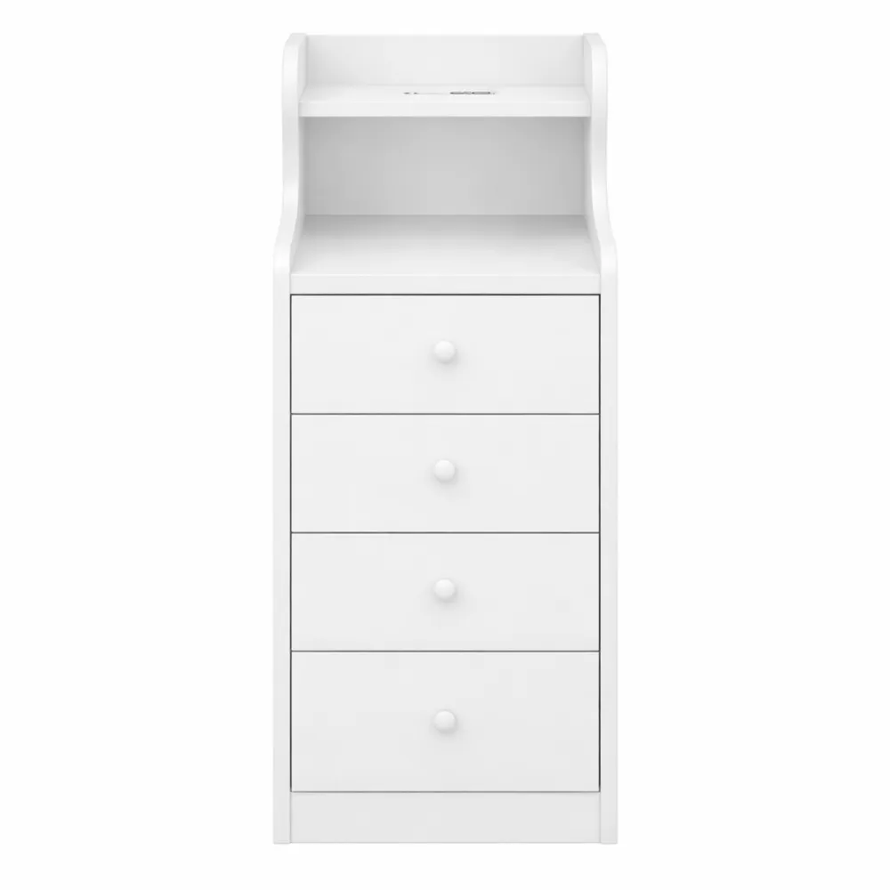 Table de Nuit Étroit avec Prise Intégrée et Tiroirs