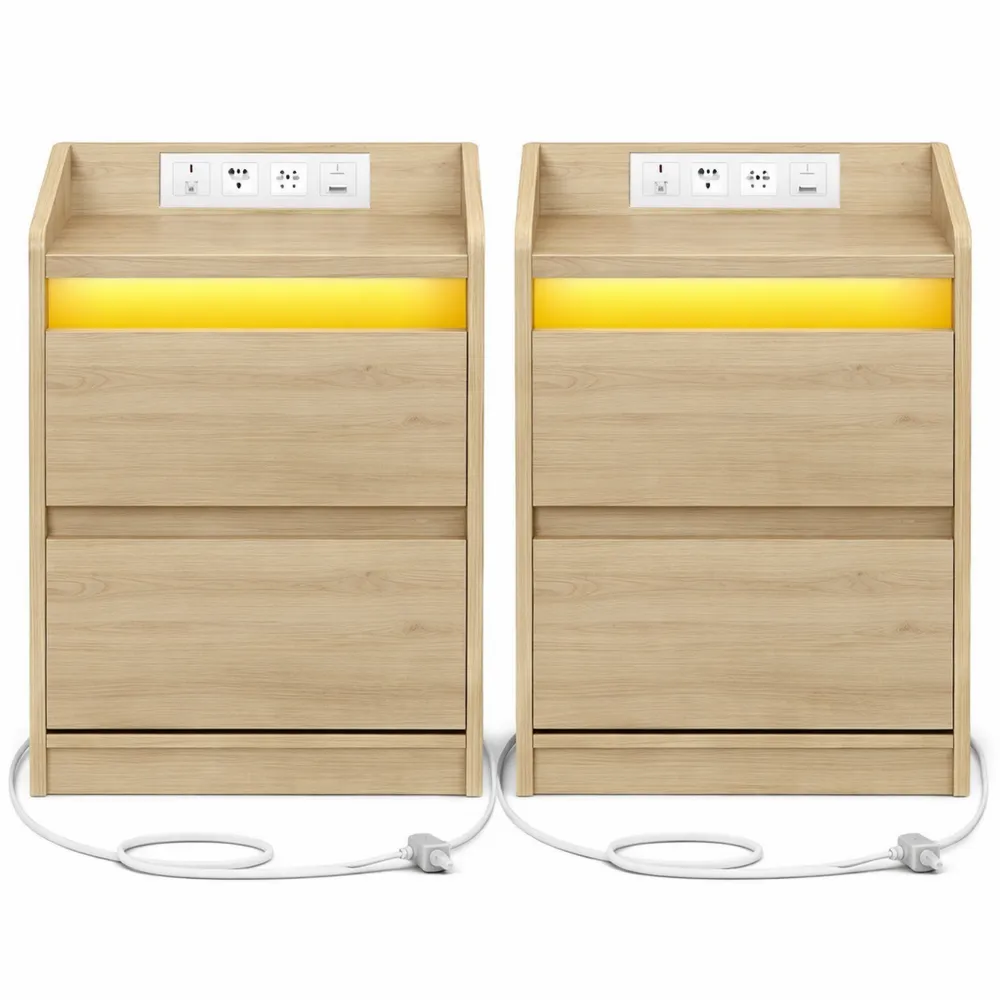 Tables de chevet avec lumière LED et rangement