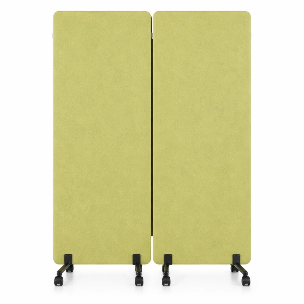 Paravent Acoustique Mobile 177 x 60 cm avec Roulettes, Lot de 2, Tissu Vert