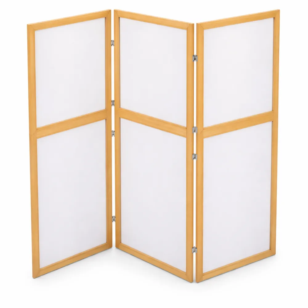 Paravent Pliable en Plastique et Bambou pour Intérieur