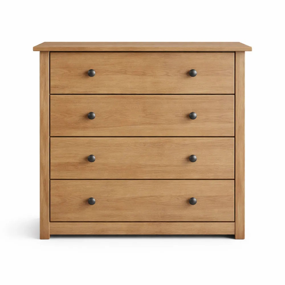 Commode en bois avec 4 tiroirs finition chêne