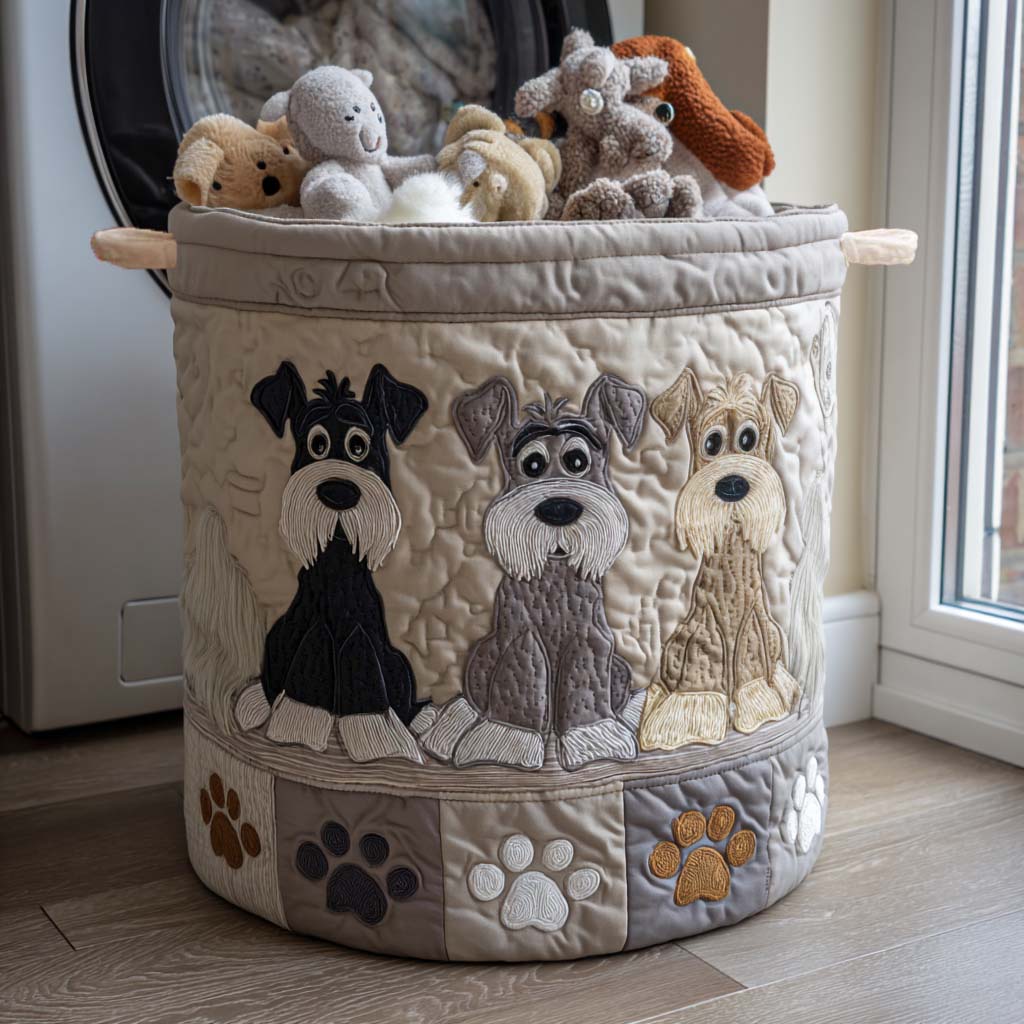 Cartoon Schnauzer Quilted Laundry Basket NCU0NNT1686