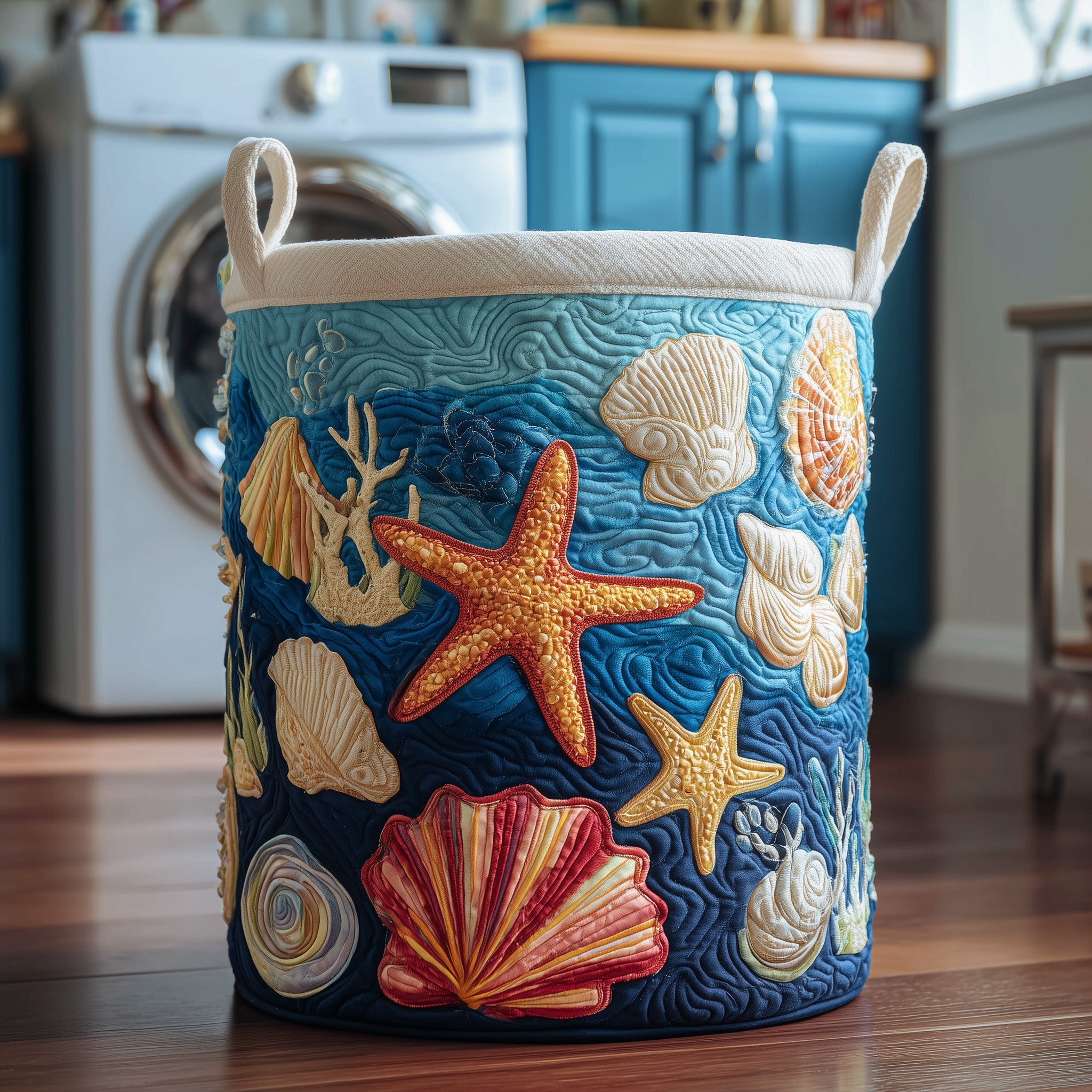 Ocean Breeze Quilted Laundry Basket GFTOMA3844