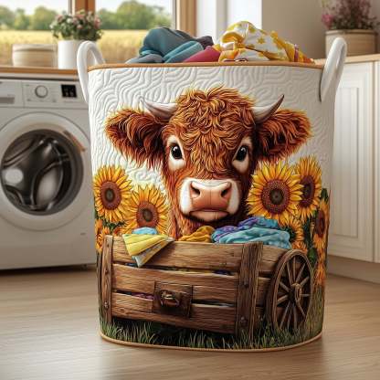Highland Cow Quilted Laundry Basket GFTOMA4555